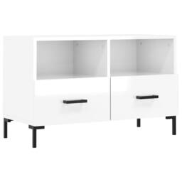 Berkfield Home TV Cabinet High Gloss White 80x36x50 cm Engineered Wood - Size: 80 x 36 x 50 cm - thumbnail 1