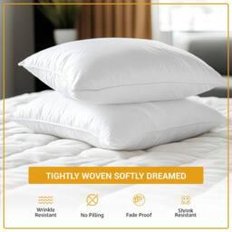 Grace 100% Egyptian Cotton Pack of 2 Pillowcases with Envelope Closure in White - Size: Standard Pillow Case - thumbnail 6
