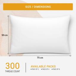 Grace 100% Egyptian Cotton Pack of 2 Pillowcases with Envelope Closure in White - Size: Standard Pillow Case - thumbnail 3