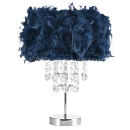 Happy Homewares Modern Chandelier Feather Table Lamp with Waterfall Acrylic Droplets in Blue - Size: 17 inches - thumbnail 2