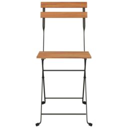 Berkfield Home Folding Bistro Chairs 8 pcs Solid Wood Teak & Steel in Brown - thumbnail 4