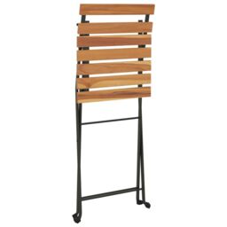 Berkfield Home Folding Bistro Chairs 8 pcs Solid Wood Teak & Steel in Brown - thumbnail 6