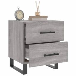 Berkfield Home Bedside Cabinet Grey Sonoma 40x35x47.5 cm Engineered Wood - thumbnail 4