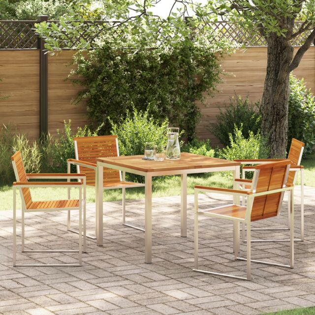 Berkfield Home 5 Piece Garden Dining Set Solid Wood Acacia in Brown - image 1