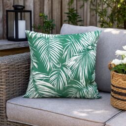 Voltico Palm Leaf Motif Garden Cushion 45 × 45 cm - Polyester Filled in Green - Size: 45 cm x 45 cm - thumbnail 1