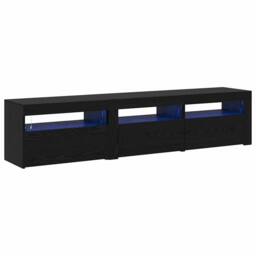 Berkfield Home TV Cabinets 2 pcs with LED Lights Black Oak Engineered Wood - thumbnail 3