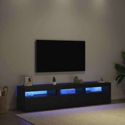 Berkfield Home TV Cabinets 2 pcs with LED Lights Black Oak Engineered Wood - thumbnail 5