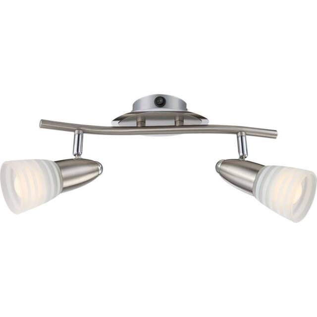 Netlighting Caleb Twin Ceiling Spotlight Chrome Opal Glass Shade 2x E14 3000K in Grey - image 1