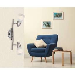 Netlighting Caleb Twin Ceiling Spotlight Chrome Opal Glass Shade 2x E14 3000K in Grey - thumbnail 3