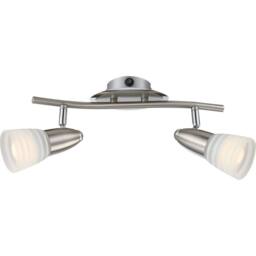 Netlighting Caleb Twin Ceiling Spotlight Chrome Opal Glass Shade 2x E14 3000K in Grey - thumbnail 1
