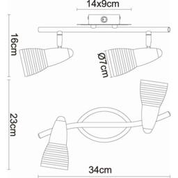 Netlighting Caleb Twin Ceiling Spotlight Chrome Opal Glass Shade 2x E14 3000K in Grey - thumbnail 5