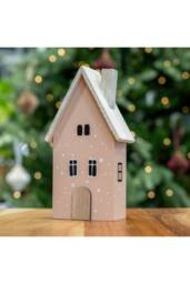 KDMD Pink Wooden Polka Dot House Ornament - thumbnail 2