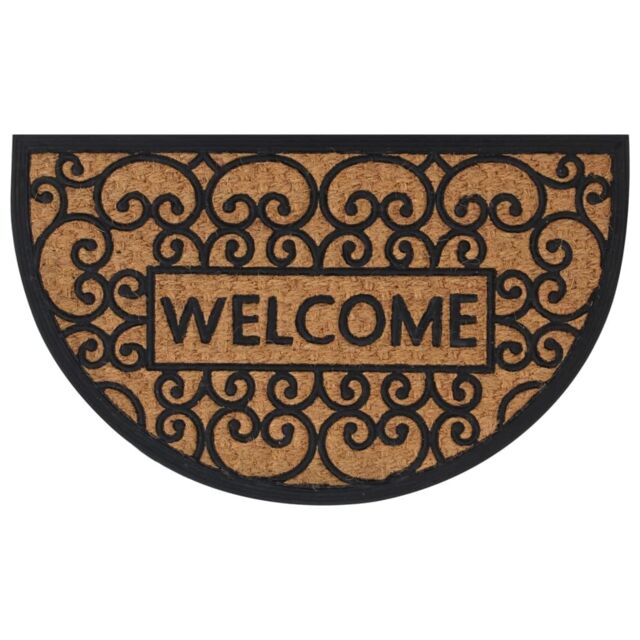 Berkfield Home Door Mat Half Round 45x75 cm Rubber & Coir in Brown - image 1