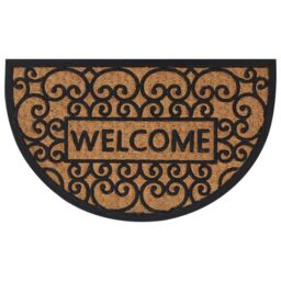 Berkfield Home Door Mat Half Round 45x75 cm Rubber & Coir in Brown