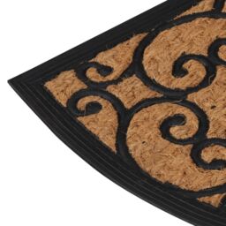 Berkfield Home Door Mat Half Round 45x75 cm Rubber & Coir in Brown - thumbnail 4