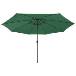Berkfield Home Sturdy Garden Parasol with LED Lights 400 cm Green - thumbnail 1