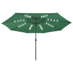 Berkfield Home Sturdy Garden Parasol with LED Lights 400 cm Green - thumbnail 3