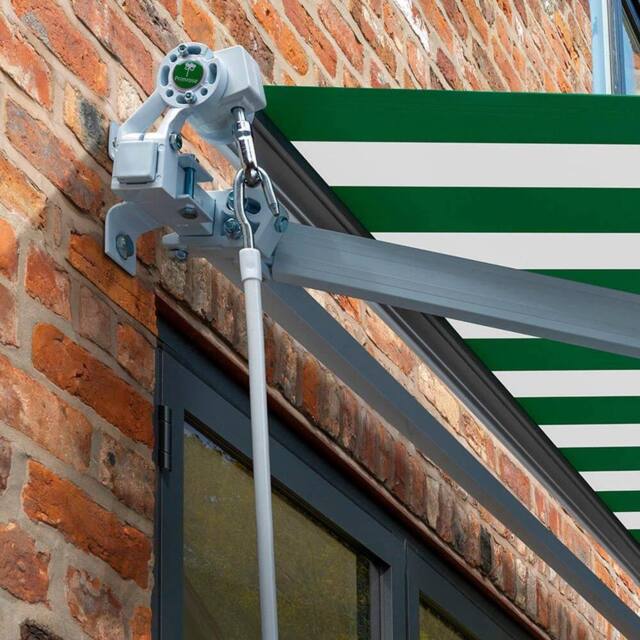Primrose Awnings Manual Patio Awning Retractable Sun Shade Garden Covering 3.5m x 2.5m in Light Green - image 1