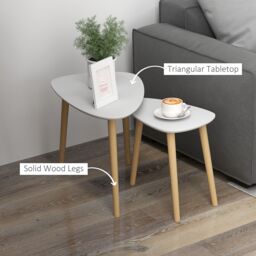 HOMCOM Side Table Set of 2, Modern End Coffee Bedside Tables Grey Natural in Light Grey - thumbnail 6