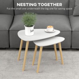 HOMCOM Side Table Set of 2, Modern End Coffee Bedside Tables Grey Natural in Light Grey - thumbnail 4