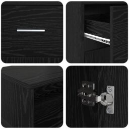 Berkfield Home Desk Black Oak 140x55x91 cm Engineered Wood - Size: 140 x 55 x 91 cm - thumbnail 9