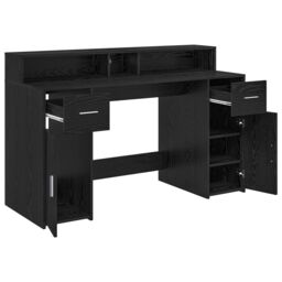 Berkfield Home Desk Black Oak 140x55x91 cm Engineered Wood - Size: 140 x 55 x 91 cm - thumbnail 5