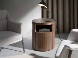 Angel Cerda Walnut Bedside Table, 48x48x55 cm Soft-Close Drawer in Brown - Size: 48 x 48 x 55 cm - thumbnail 3
