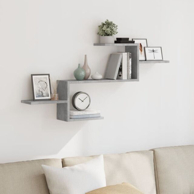 Berkfield Home Wall Shelf Concrete Grey 104x15x49 cm Engineered Wood - Size: 104 x 15 x 49 cm - image 1