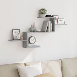 Berkfield Home Wall Shelf Concrete Grey 104x15x49 cm Engineered Wood - Size: 104 x 15 x 49 cm - thumbnail 1