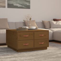 Berkfield Home Coffee Table Honey Brown 80x80x45 cm Solid Wood Pine - Size: 80 x 80 x 45 cm