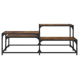 Berkfield Home Coffee Table Smoked Oak 107x107x40 cm Engineered Wood in Brown - Size: 107 x 107 x 40 cm - thumbnail 5