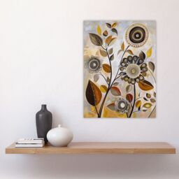 "Artery8 Autumn Folk Art Abstract Wildflowers Painting Wall Art Print in Brown - Size: W24"" x H32""" - thumbnail 4