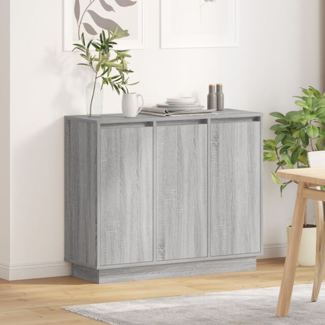 Berkfield Home Sideboard with LED - Grey Sonoma, 90x32x75 cm, Made of Engineered Wood - Size: 90 x 32 x 75 cm - image 1