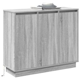Berkfield Home Sideboard with LED - Grey Sonoma, 90x32x75 cm, Made of Engineered Wood - Size: 90 x 32 x 75 cm - thumbnail 3