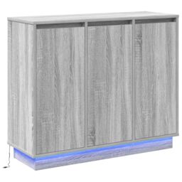 Berkfield Home Sideboard with LED - Grey Sonoma, 90x32x75 cm, Made of Engineered Wood - Size: 90 x 32 x 75 cm - thumbnail 2