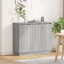 Berkfield Home Sideboard with LED - Grey Sonoma, 90x32x75 cm, Made of Engineered Wood - Size: 90 x 32 x 75 cm - thumbnail 1