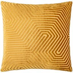 Paoletti Evoke Cut Velvet Cushion in Gold - Size: 55 cm x 55 cm - thumbnail 2