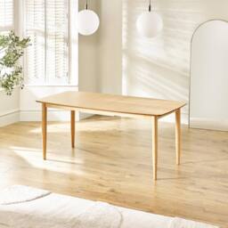 FurnitureboxUK Leif Oak Veneer Wood Extending Dining Table with 8 Tan Delta Chairs in Brown - thumbnail 4
