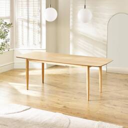 FurnitureboxUK Leif Oak Veneer Wood Extending Dining Table with 8 Tan Delta Chairs in Brown - thumbnail 5