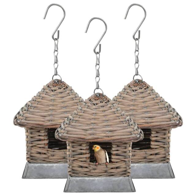 Berkfield Home Bird Houses 3 pcs Wicker in Brown - image 1