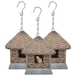 Berkfield Home Bird Houses 3 pcs Wicker in Brown
