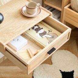 Nordlys Bedside Table Night Suspended in Wood Drawer in Light Brown - thumbnail 8