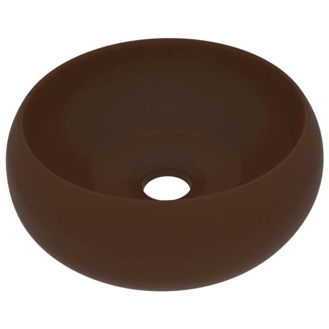 Berkfield Home Luxury Wash Basin Round Matt Dark Brown 40x15 cm Ceramic - image 1