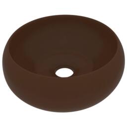 Berkfield Home Luxury Wash Basin Round Matt Dark Brown 40x15 cm Ceramic