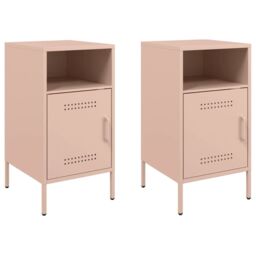 Berkfield Home Bedside Cabinets 2 pcs Pink 36x39x68 cm Steel - Size: 36 x 39 x 68 cm - thumbnail 2