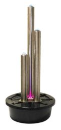 Primrose Stainless Steel Tubes Water Feature 3 Tube Contemporary Garden 156cm in Metallic Silver - thumbnail 3