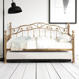OAT Home Mayfair Antique Brass Effect Metal Single Day Bed & Guest Trundle in Bronze - thumbnail 3