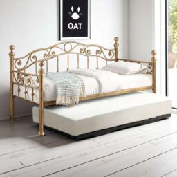 OAT Home Mayfair Antique Brass Effect Metal Single Day Bed & Guest Trundle in Bronze - thumbnail 1