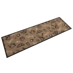 Berkfield Home Kitchen Rug Washable Morning Brown 45x150 cm Velvet - thumbnail 1