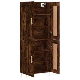 Berkfield Home Highboard Smoked Oak 69.5x34x180 cm Engineered Wood in Brown - thumbnail 4